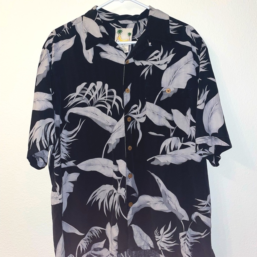 Banana Cabana Silk L Casual Button Up Shirt